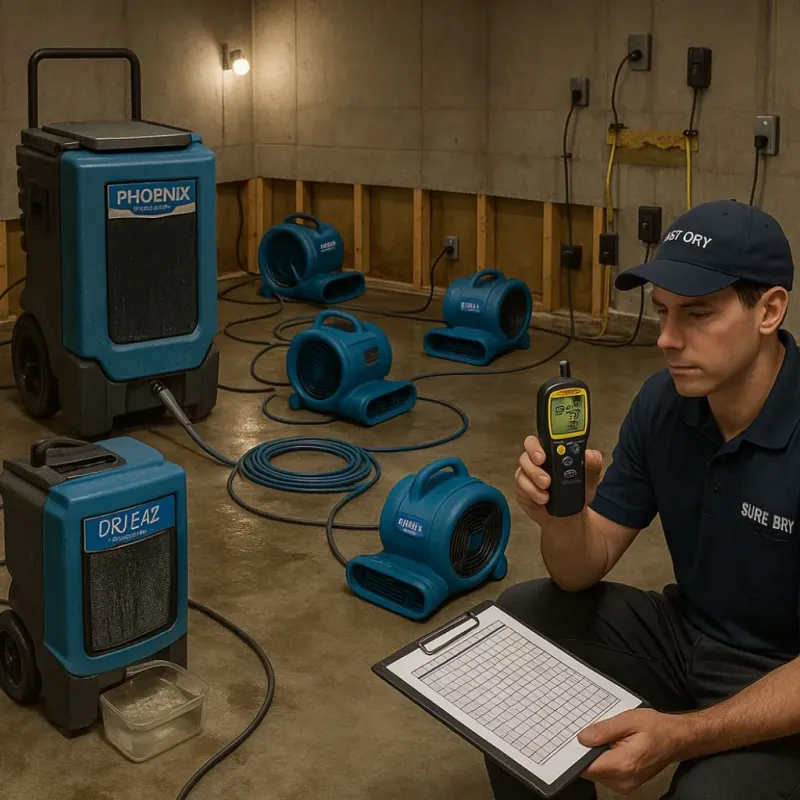 Structural Drying and Dehumidification process in Woodland Hills, CA